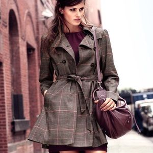 H&M Plaid Fit and Flare Trench Coat